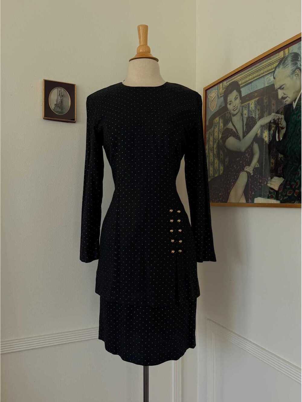 80s Black Polka Dot Dress